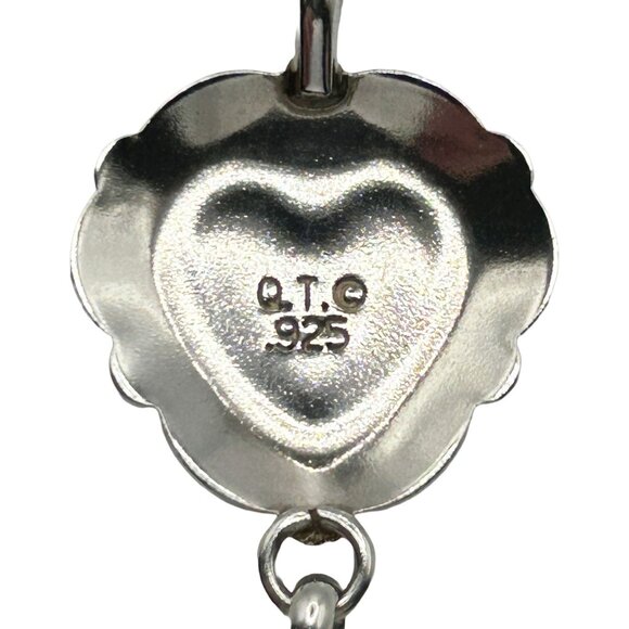 Quoc Turquoise QTC 925 Sterling Silver Multi-Stone Heart Link 7.75" Bracelet - Picture 6 of 6